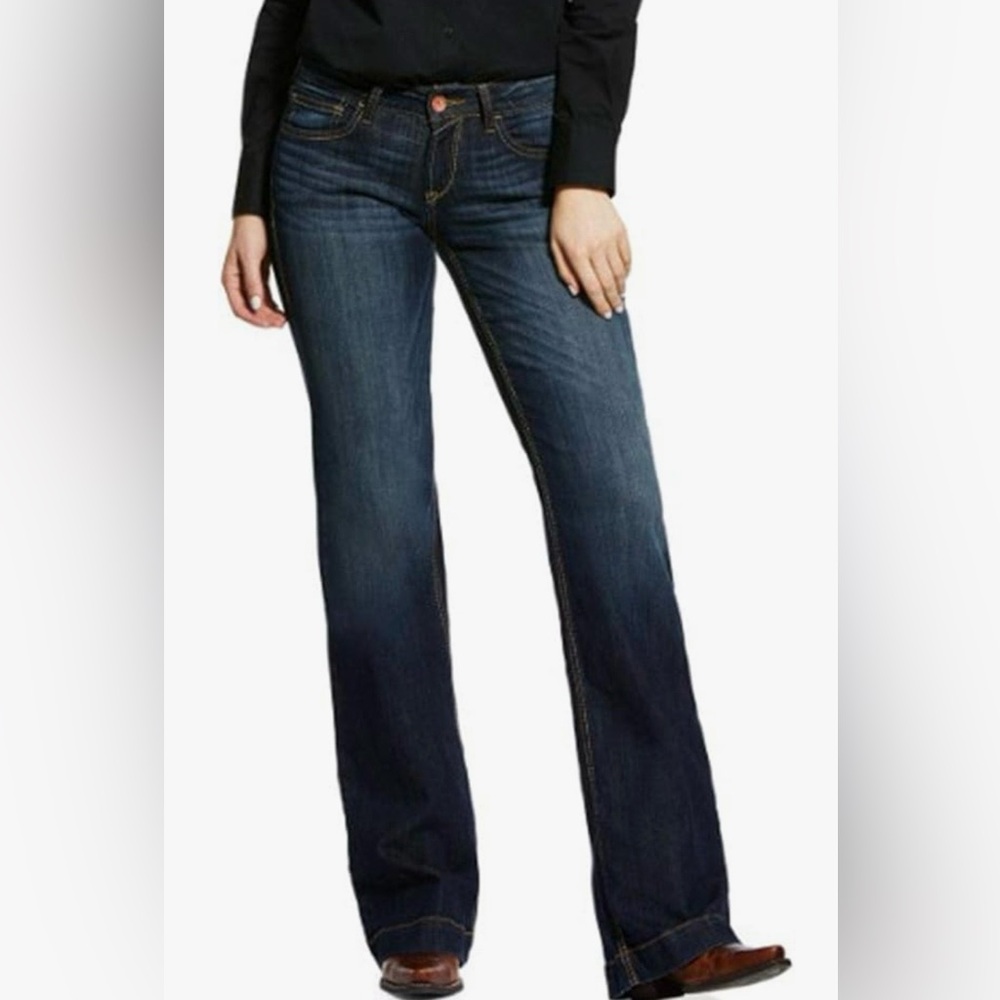 NWT ARIAT Women's Deep Sea Mid Rise Trouser Flare Jeans 10032303 - 25”x33”